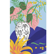 Illustration einer Vase mit Pflanzen und Blättern