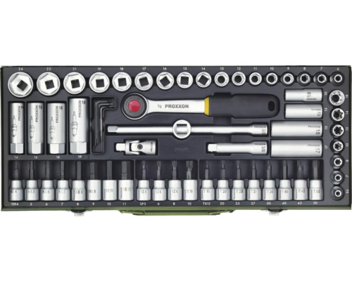 Steckschlüsselsatz Super-Kompaktsatz Proxxon 3/8", 65-tlg. Proxxon Werkzeugkoffer mit Steckschlüsselsatz und Bits