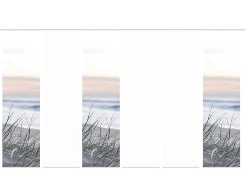 Schiebegardine Digitaldruck Freddy Strand 6er-Set 60x245 cm Strandhafer am Meer