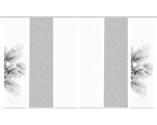 Schiebegardine mit Blumenmuster und Leineneffekt