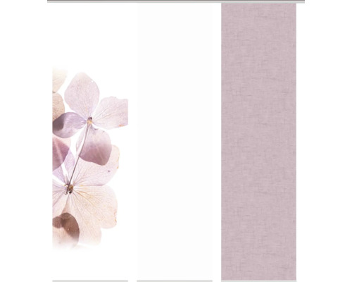 Schiebegardine mit Blütenmuster und Textiloptik