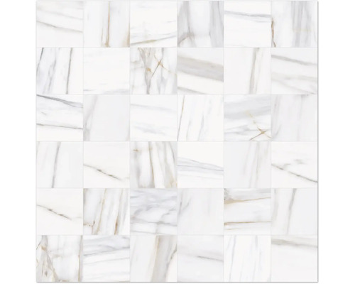 MIRAVA Mosaik LUCCA Bianco gold pol. 30 cm x 30 cm x 0,9 cm Fliesen mit Marmoroptik