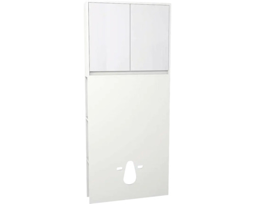 Spülkastenverkleidung mit Schrank und Seitenregal Devo Cristal 2.0 BxHxT 80x188x19 cm alpine white/signal white glass