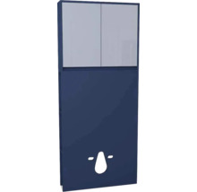 Blauer Spiegelschrank mit Papierhandtuchspender