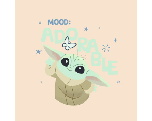 Leinwandbild The Mandalorian - Little Grogu Adorable 30x30 cm Illustration von Baby Yoda mit der Aufschrift ''Laune: Entzückend''