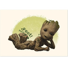 Illustration von Groot, einer Figur aus Guardians of the Galaxy, in einer liegenden Pose