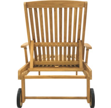 Sonnenliege GARDEN PLACE Alva 198 x 72 x 43 cm natur aus robustem Teakholz, Rückenlehne verstellbar, mit Rollen, inkl. ausziehbarer Beistelltisch