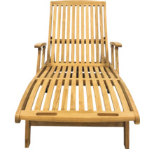 Sonnenliege GARDEN PLACE Alva 198 x 72 x 43 cm natur aus robustem Teakholz, Rückenlehne verstellbar, mit Rollen, inkl. ausziehbarer Beistelltisch