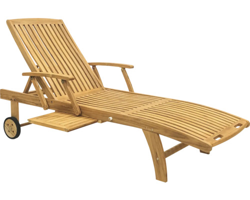 Sonnenliege GARDEN PLACE Alva 198 x 72 x 43 cm natur aus robustem Teakholz, ausziehbarer kleiner Tisch, Rückenlehne verstellbar Sonnenliege GARDEN PLACE Alva 198 x 72 x 43 cm natur aus robustem Teakholz, ausziehbarer kleiner Tisch, Rückenlehne verstellbar
