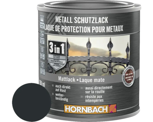 HORNBACH Metallschutzlack 3in1 matt anthrazitgrau 250 ml Metall Schutzlack 3 in 1 im Farbbehälter
