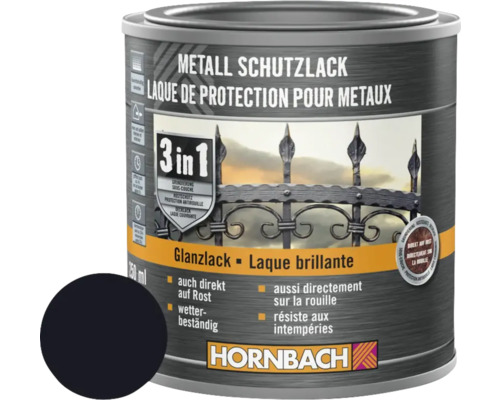 HORNBACH Metallschutzlack 3in1 glänzend schwarz 250 ml