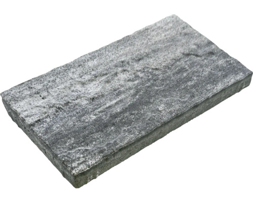Beton Terrassenplatte iStone Mediteran weiß-schwarz 48 cm x 24 cm x 3 cm Grauer Pflasterstein