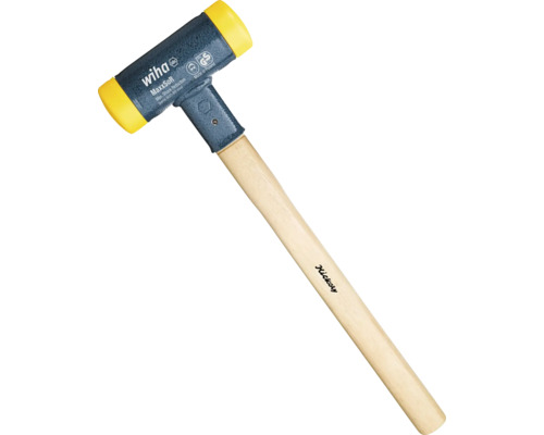 Vorschlaghammer rückschlagfrei Wiha 80 mm Kopfdurchmesser mit Hickory-Holzstiel und Rund-Schlagkopf mittelhart-0
