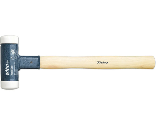 Schonhammer rückschlagfrei Wiha 30 mm Kopfdurchmesser mit Hickory-Holzstiel und Rund-Schlagkopf sehr hart