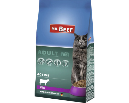 Katzenfutter trocken MR.BEEF Activ 10 kg Rind ohne Gentechnik, ohne industriellen Zuckerzusatz, ohne Farbstoffe, ohne Soja Hergestellt in Deutschland