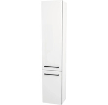 Weißer Badezimmer-Hochschrank mit zwei Türen und Griffen