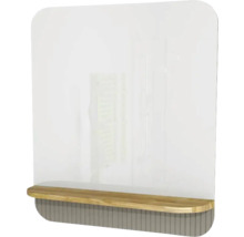 Badspiegel mit Holzablage Devo Gloria 2.0 86x86x14 cm Stone grey supermatt geriffelt GL2-LUPL86-2-F111D01
