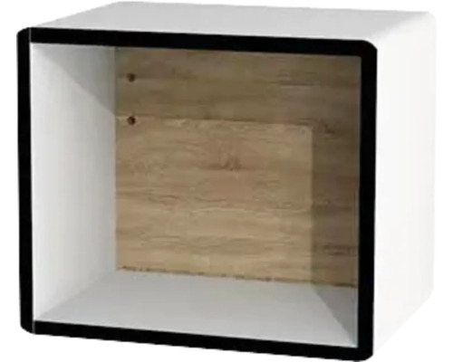 Hängeschrank offen Devo Sonus 2.0 BxHxT 38x32.5x28 cm arctic white hochglanz Quadratisches Wandregal mit Holzrückwand