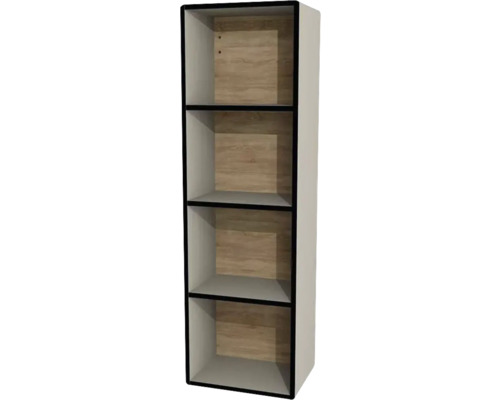 Hängeschrank offen Devo Sonus 2.0 BxHxT 38x124.5x28 cm dakar suedette matt/Eiche Regal mit vier Fächern für die Wandmontage