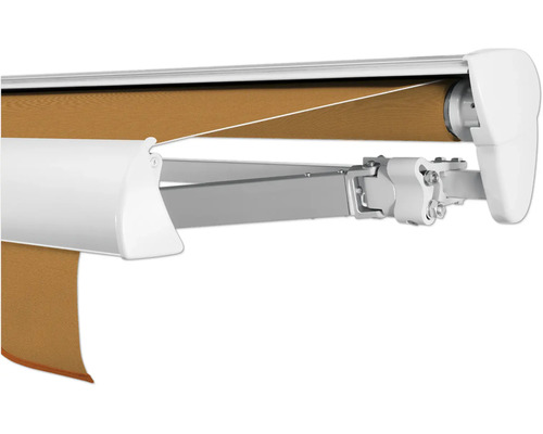 SOLUNA Halbkassettenmarkise Classic 4x2,5 Stoff Dessin S2180 Gestell E6EV1 silber eloxiert Antrieb rechts inkl. Motor, Wandschalter