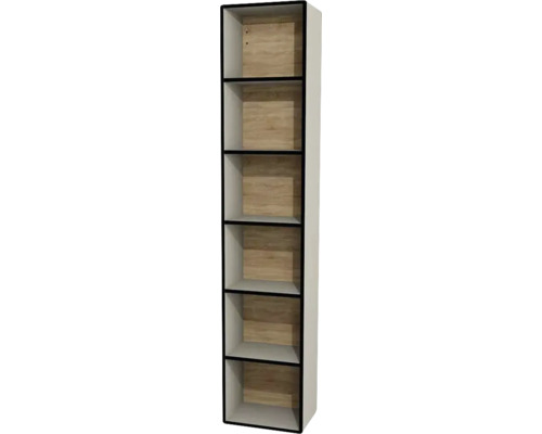 Hängehochschrank offen Devo Sonus 2.0 BxHxT 38x186x28 cm dakar suedette matt/Eiche Hohes Regal mit sechs Fächern