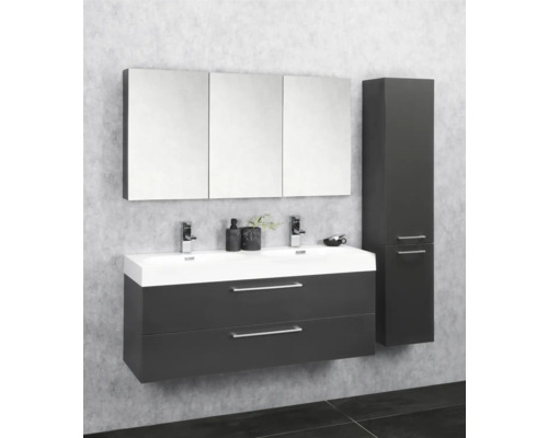Modernes Badezimmer-Set mit Waschtisch, Spiegel und Hochschrank