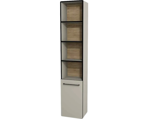 Hängehochschrank halboffen mit 1 Tür Devo Sonus 2.0 links BxHxT 38x186x30 cm dakar suedette matt/Eiche