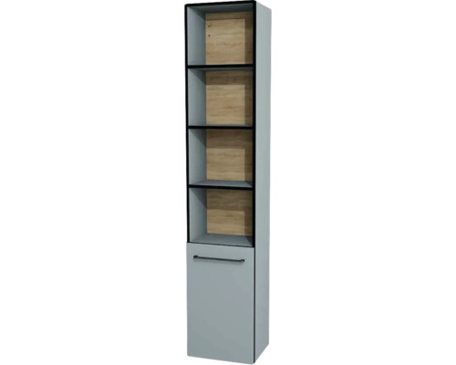 Hängehochschrank halboffen mit 1 Tür Devo Sonus 2.0 links BxHxT 38x186x30 cm fjord Schmaler Badezimmerschrank mit Regalen und einer Tür