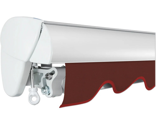 Detailansicht einer Markise mit Stoff