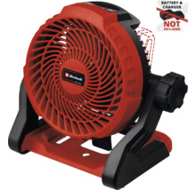 Einhell Akku-Ventilator mit Hinweis, dass Akku und Ladegerät nicht im Lieferumfang enthalten sind