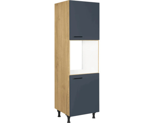 NOBILIA Backofenhochschrank mit Tür Urban BxTxH 60 x 58 x 217 cm Frontfarbe  platinblau matt Korpusfarbe eiche hell Anschlag rechts montiert bei  HORNBACH kaufen