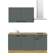 NOBILIA Küchenzeile ohne Geräte Urban 180 cm mineralgrün matt vormontiert Variante rechts 4004539013766