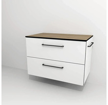 Waschtischunterschrank mit 2 Schubladen Devo Sonus 2.0 BxHxT 77x52x45 cm arctic white hochglanz/natural bardolino oak