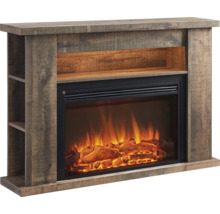Dekorativer Elektrokamin mit Holzoptik und Regalen