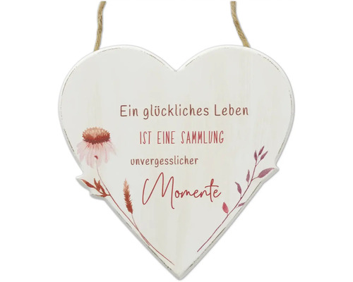 Dekoratives Holzherz mit Spruch und Kordel zum Aufhängen