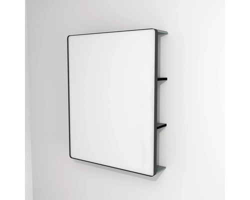 LED Badspiegel mit Ablage Devo Sonus 2.0 Fjord/Black 75.5x94 cm SO2-LUPL75x94-F72 Spiegelschrank mit zwei Regalen zur Wandmontage