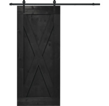 Pertura Schiebetür-Komplettset Yorick X-Brace Vintage schwarz 1000x2350 mm inkl.Laufschiene mit Rolle,Griff-Set
