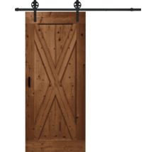 Holzschiebetür im Scheunenstil mit X-förmigem Design und Beschlägen