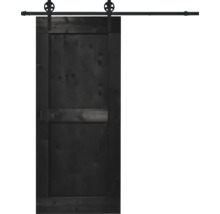 Pertura Schiebetür-Komplettset Yorick Midbar Vintage schwarz 950x2150 mm inkl.Laufschiene mit Speichenrad,Griff-Set