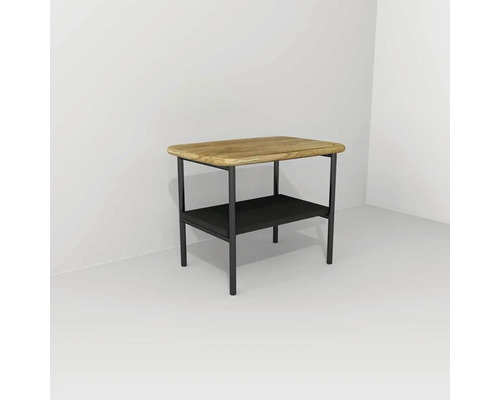 Hocker mit 1 Ablage Devo Oval BxHxT 50x39.6x35 cm diamantgrau/Eiche/schwarz Beistelltisch mit Holzplatte und Metallgestell