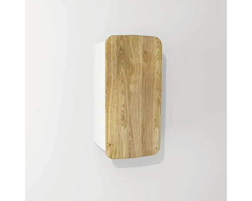 Hängehalbhochschrank mit Wäschekorb Devo Oval BxHxT 34x67x33 cm weiß/Eiche/schwarz Hängeschrank mit Holzfront