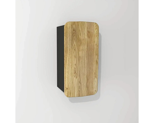 Hängehalbhochschrank mit 1 Schublade Devo Oval BxHxT 34x67x33 cm diamantgrau/Eiche Wandschrank mit Holzfront