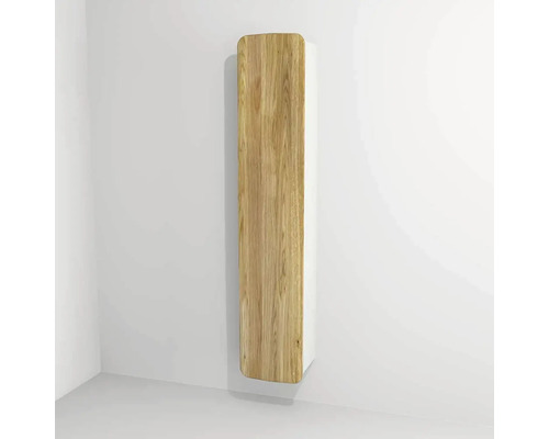 Hängehochschrank mit 1 Tür Devo Oval links BxHxT 34x165x33 cm weiß/Eiche/schwarz Hängeschrank mit Holzfront