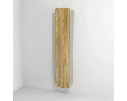 Hängehochschrank mit 1 Tür Devo Oval links BxHxT 34x165x33 cm hellgrau/Eiche/grau Rechteckiges Holzregal an einer Wand montiert