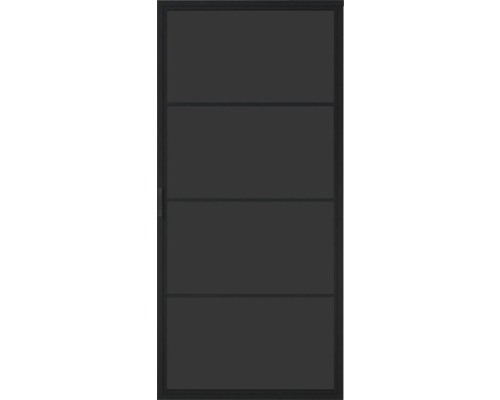 Schwarze Innentür mit vier Paneelen