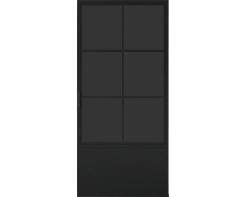 Schwarze Innentür mit Glaseinsätzen