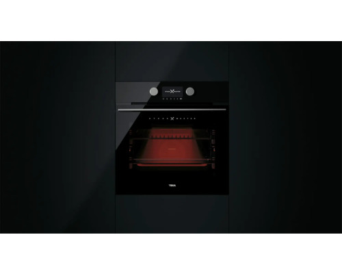 TEKA Backofen STEAKMASTER Nutzvolumen 63 l Maße BxHxT 595 mm x 595 mm x 537 mm Teka Backofen in einer schwarzen Küchenzeile