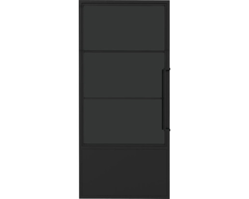 Pertura Zimmertür Komplettset Jarn 04 Black 833x2015 mm Links inkl.Profilrahmen,Griff-Set Schwarze Innentür mit Glasausschnitten und Türgriff