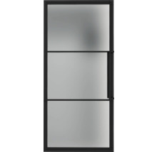 Glastür mit Metallrahmen und drei Feldern