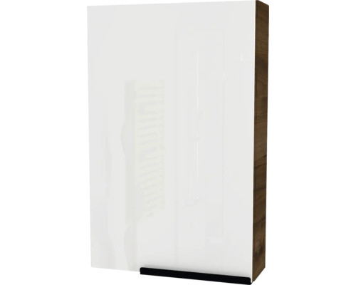 Spiegelschrank Devo Etna 2.0 links BxHxT 45x70x16 cm tobacco pacific walnut Hängeschrank mit glänzender Oberfläche und Holzstruktur an der Seite
